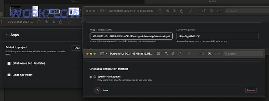 What are the integration options for Asana → GitLab and GitLab → Asana?