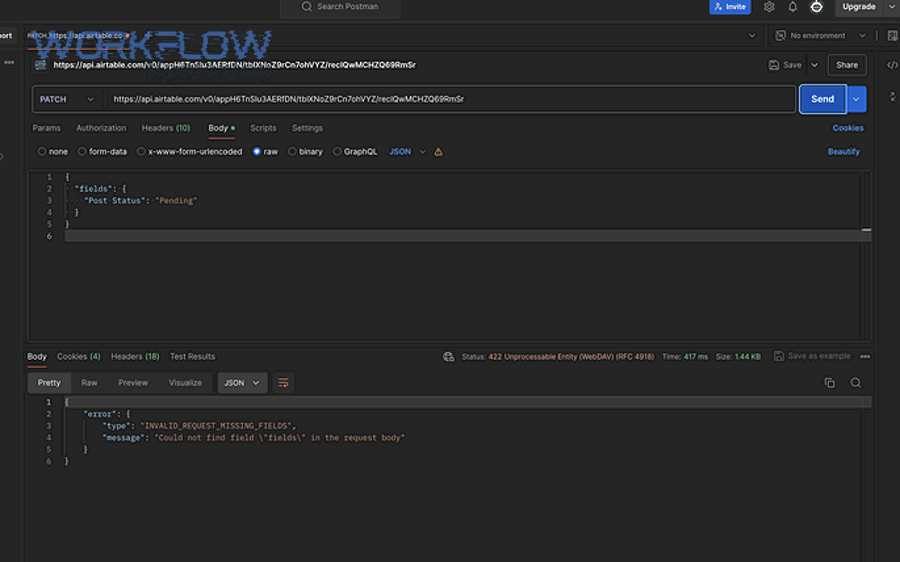 Airtable field mapping failed meaning in automations and integrations