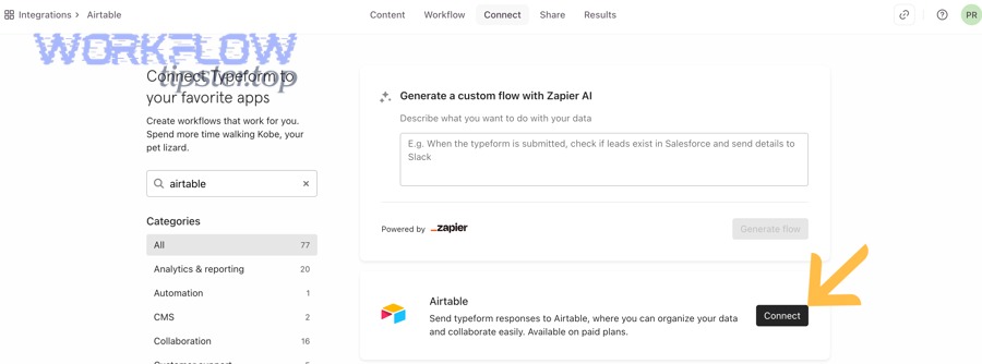 How do you set up the native Typeform to Airtable integration step by step?