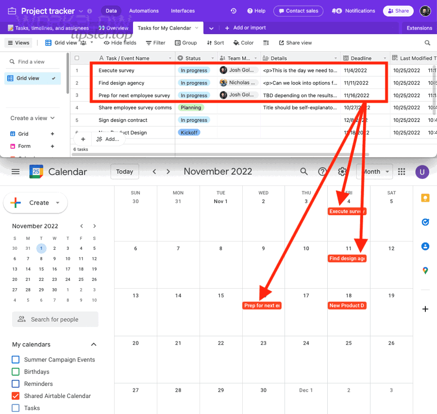 Dashboard view representing automation choices and workflow logic