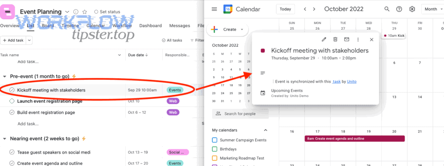 How do you set up two-way sync between Asana and Google Calendar?