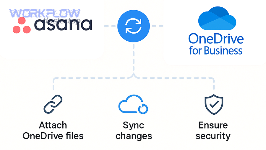 Asana to OneDrive attachments and file sync concept