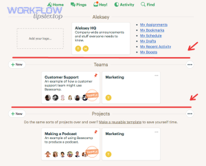 Basecamps vertical layout