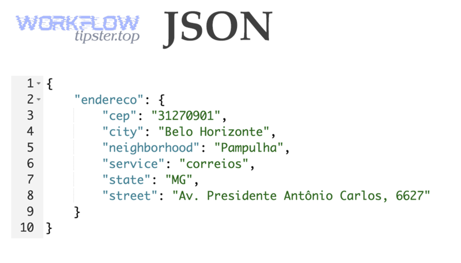 Example JSON code screenshot