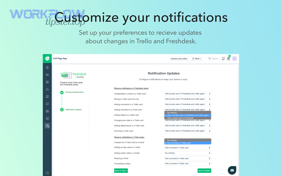 What integration options can connect Freshdesk tickets to Trello cards?