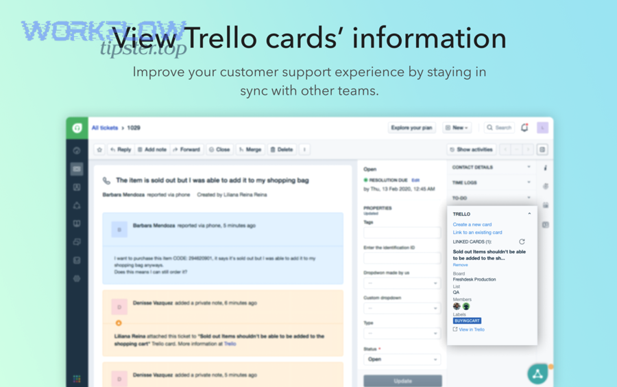 What should you map from Freshdesk tickets to Trello cards to keep context intact?