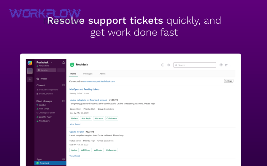 Collaborate on Freshdesk tickets in Slack threads