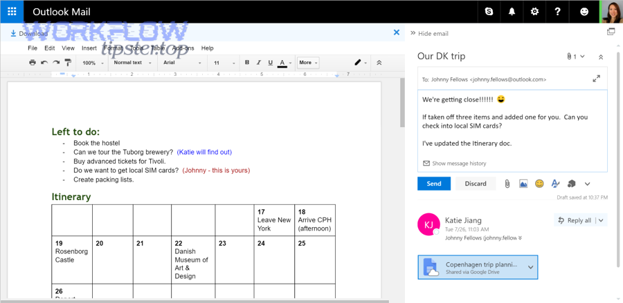 What’s the difference between attaching a Google Doc and sending a Drive link in Outlook?