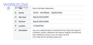 draft cal invites in Docs