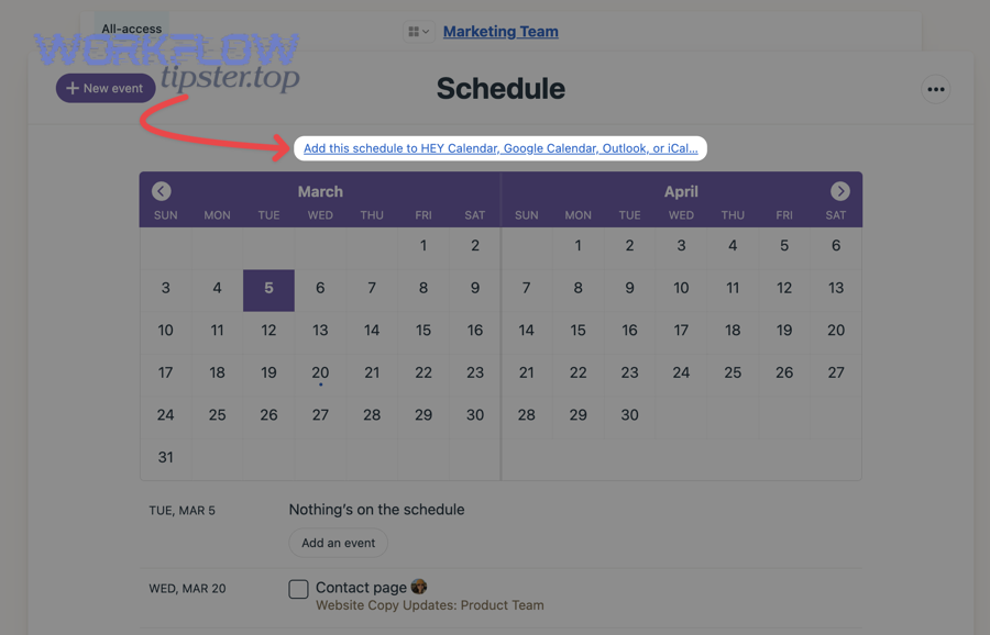 Calendar view used for scheduling and automation planning
