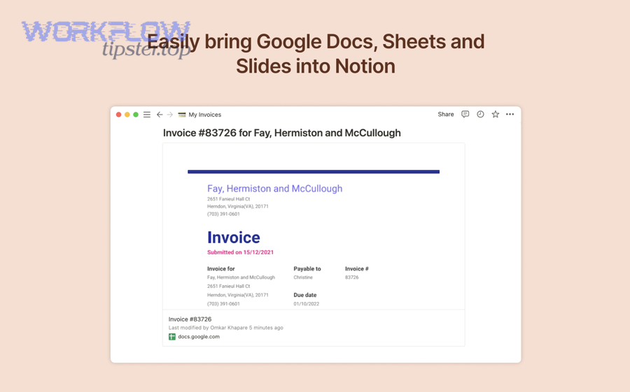 Notion import menu showing Google Docs as an import option