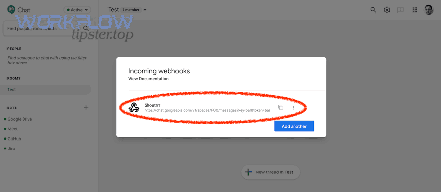 What exactly is a Google Chat incoming webhook, and what does “requested entity” refer to?