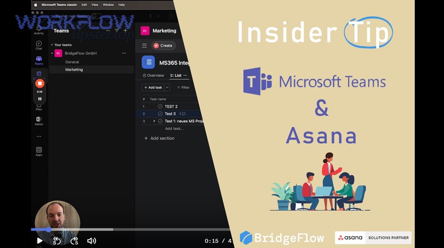 How do you connect your Asana account to Microsoft Teams securely?
