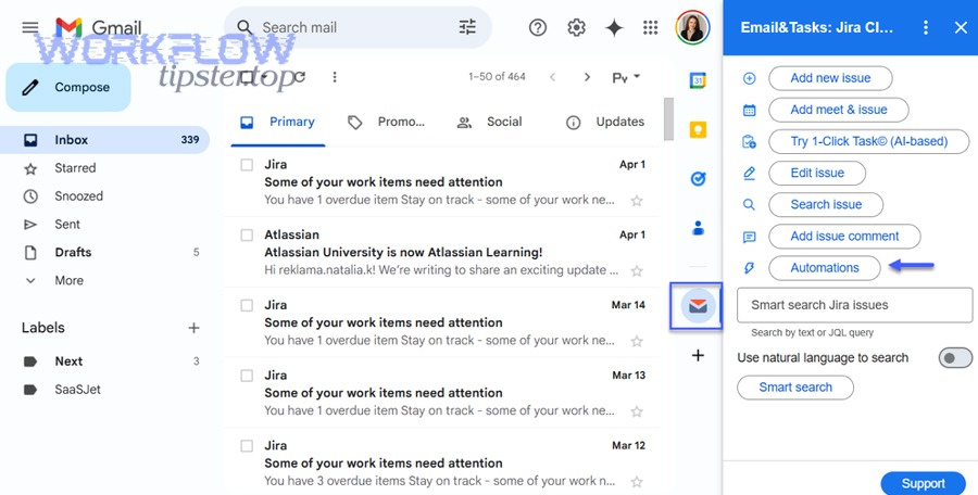 How do you route Gmail emails to the right Jira project and issue type?