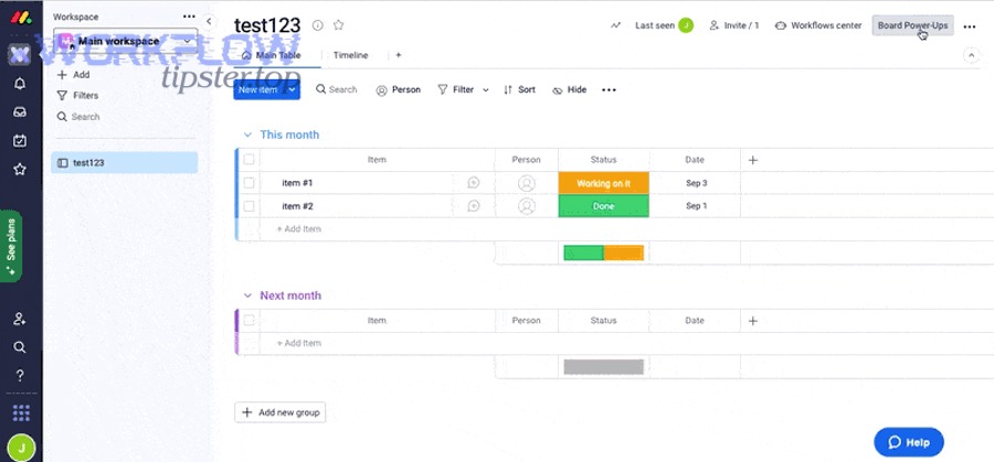 Project team using task board and automation workflow
