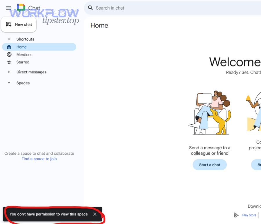 What does “Google Chat Permission Denied” mean, and what is it blocking?