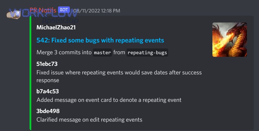 GitHub repository events used in DevOps alerting