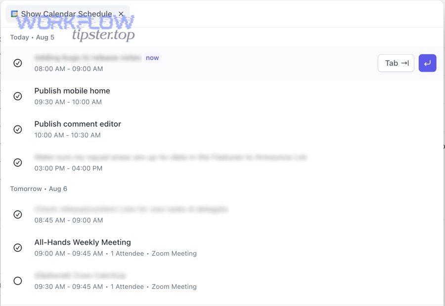 ClickUp calendar schedule view showing events inside ClickUp