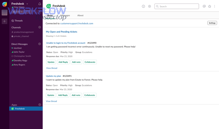 Freshdesk team dashboard view showing support team performance and ticket flow (example screenshot)