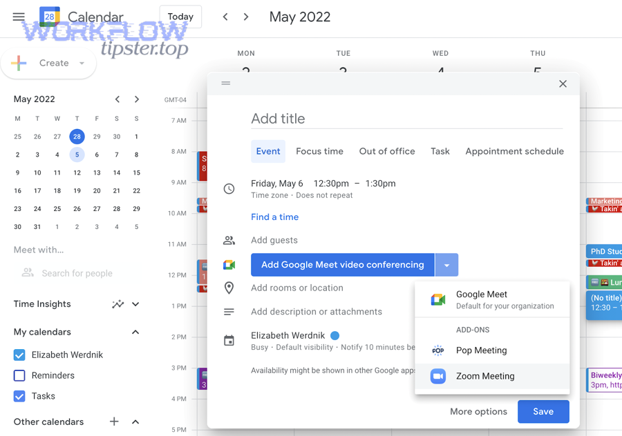 What does Calendly → Google Calendar → Zoom → ClickUp scheduling mean in practice?