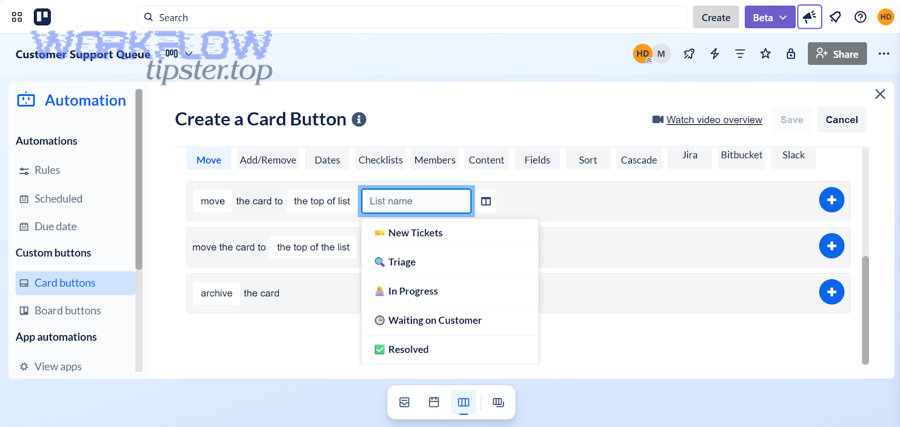 How do you design the Trello board structure for triage (boards, lists, labels, owners)?