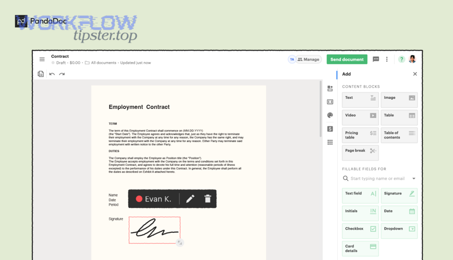 Digital contract and eSignature concept