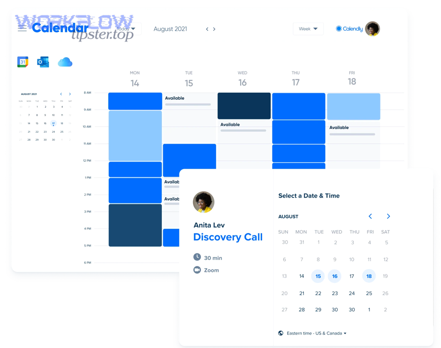 Kanban-style workflow board illustrating steps from scheduled to completed