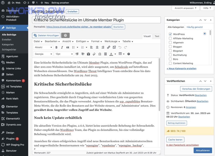 WordPress backend editor screenshot representing publishing workflow decisions