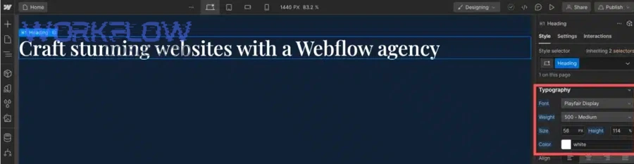 Webflow API documentation interface