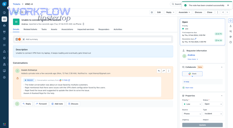 Slack message example screenshot