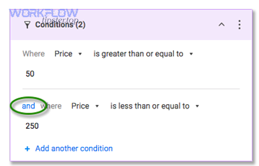 Smartsheet condition block showing AND toggle and multiple conditions