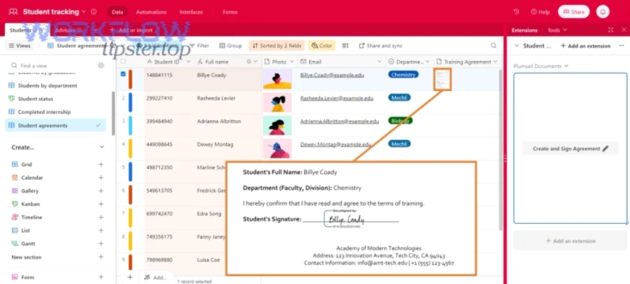 Structured records and automation concept