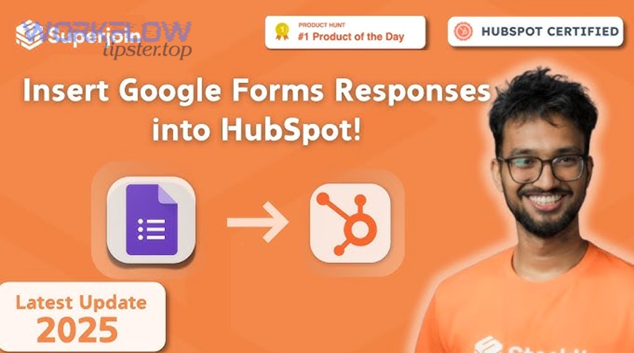 Workflow diagram connecting Google Forms HubSpot Airtable and Google Chat