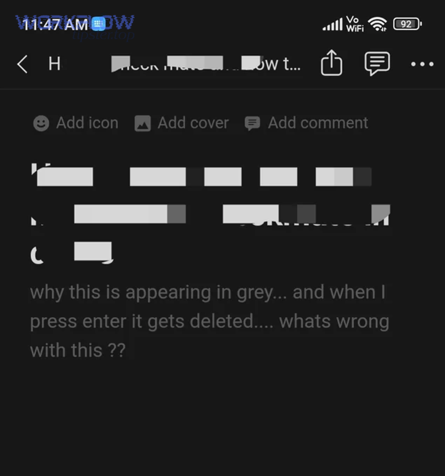 Notion database view screenshot for diagnosing rendering issues